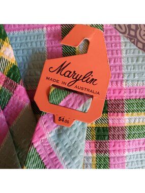 Vintage Necktie Marylin Plaid Textured Tie Australia 52" 4.5" wide 1970's NWT